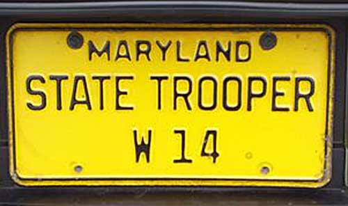 Maryland police license plate