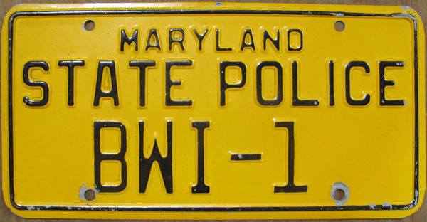 Maryland police license plate