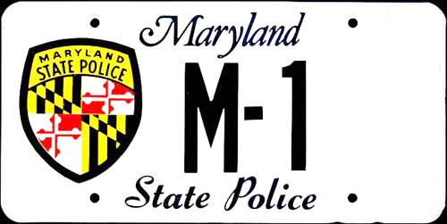 Maryland police license plate