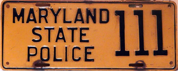 Maryland police license plate