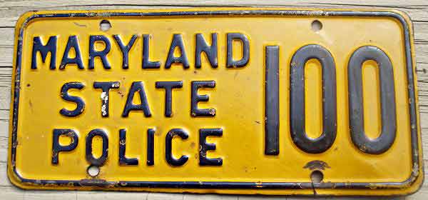 Maryland police license plate