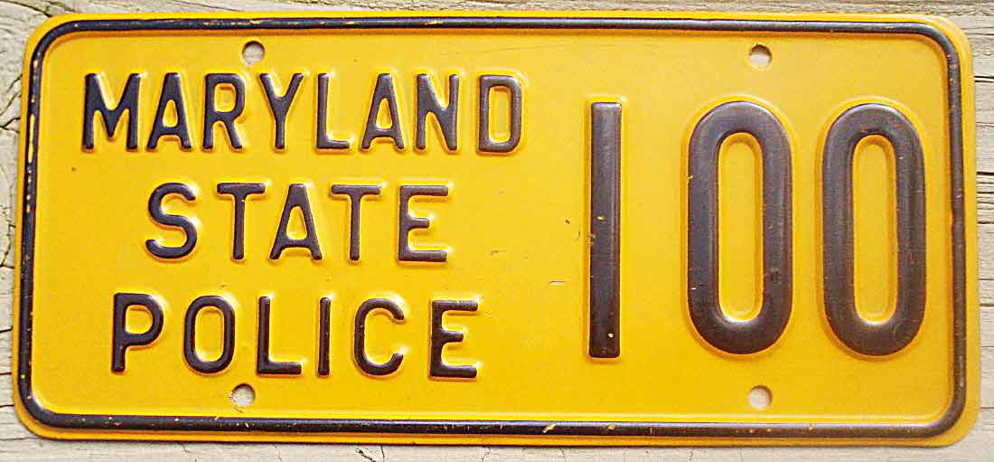 Maryland police motorcycle license plate