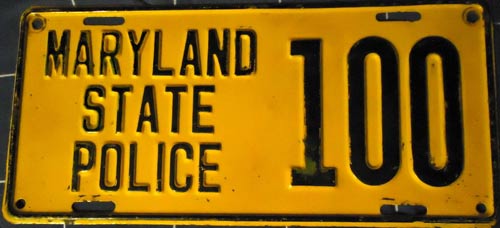 Maryland police license plate