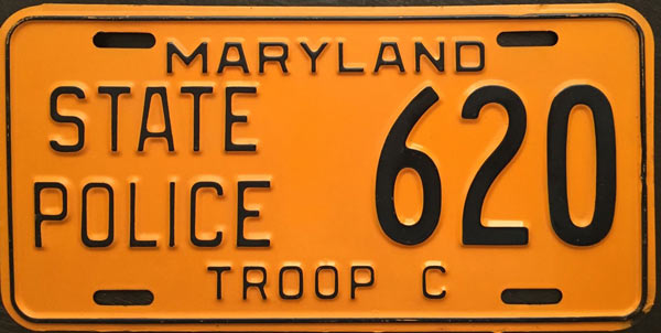 Maryland police license plate