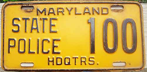 Maryland police license plate