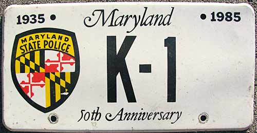 Maryland police license plate