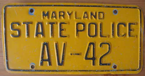 Maryland police license plate