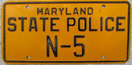 Maryland police license plate