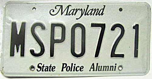 Maryland police license plate