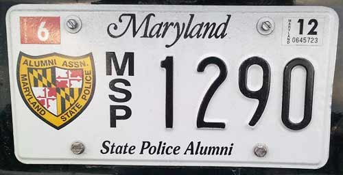 Maryland police license plate