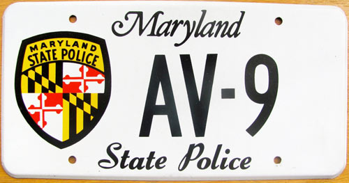 Maryland police license plate