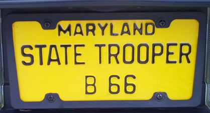 Maryland police license plate