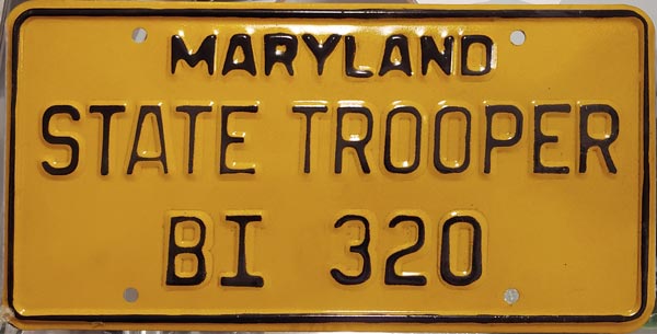 Maryland police license plate