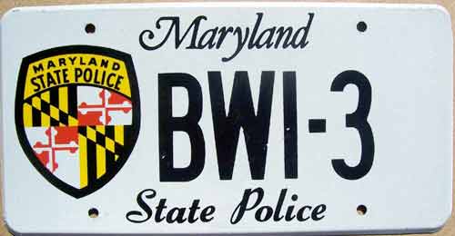 Maryland police license plate