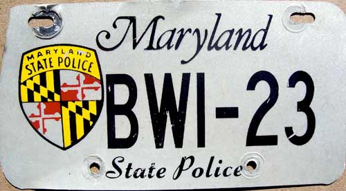 Maryland police license plate