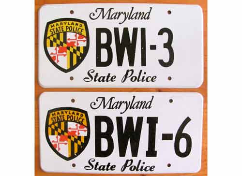 Maryland police license plate