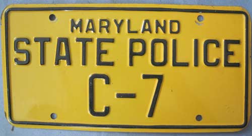 Maryland police license plate