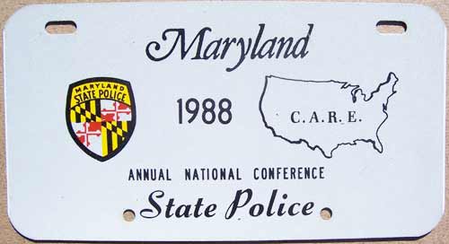 Maryland police license plate