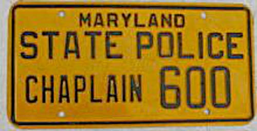 Maryland police license plate