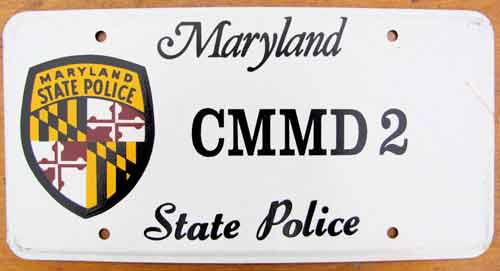 Maryland police license plate