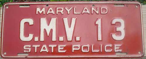 Maryland police license plate