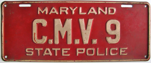 Maryland police license plate