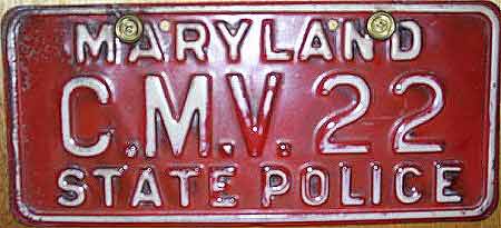 Maryland police license plate