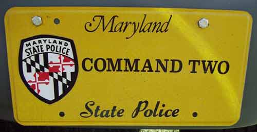 Maryland police license plate