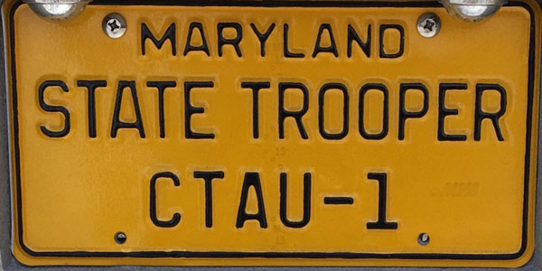 Maryland police license plate