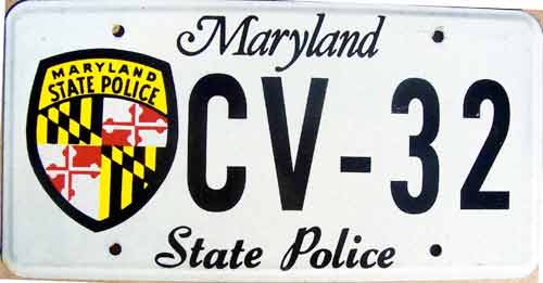 Maryland police license plate