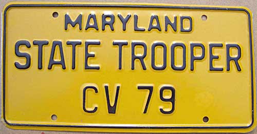 Maryland police license plate