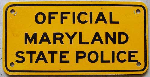 Maryland police license plate