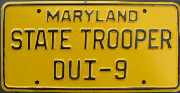 Maryland police license plate