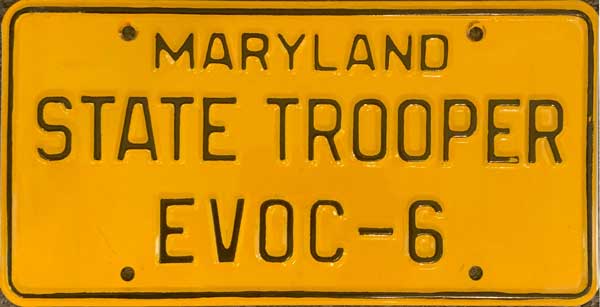 Maryland police license plate