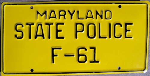 Maryland police license plate