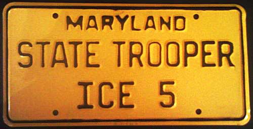 Maryland police license plate