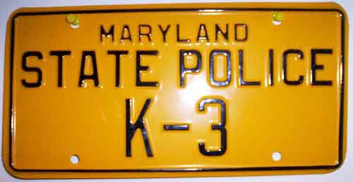 Maryland police license plate