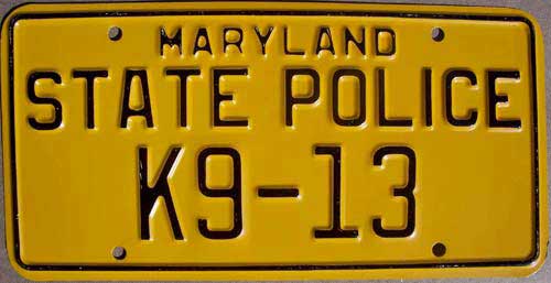 Maryland police license plate