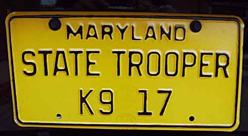 Maryland police license plate