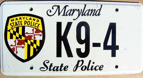 Maryland police license plate