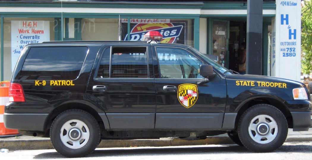 Maryland police license plate