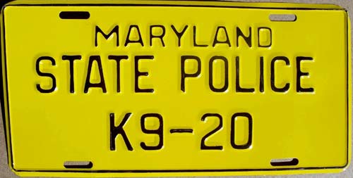 Maryland police license plate