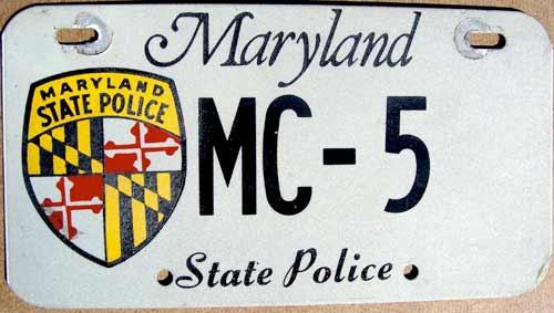 Maryland police license plate