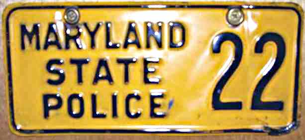 Maryland police license plate