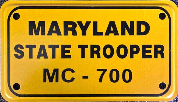 Maryland police license plate