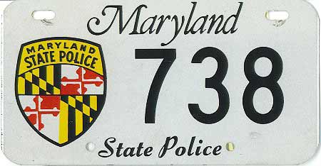 Maryland police license plate