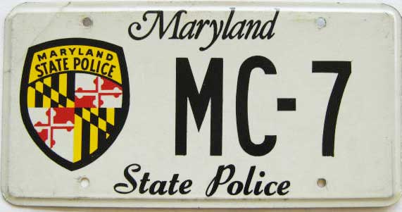 Maryland police license plate