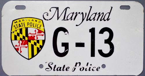 Maryland police license plate