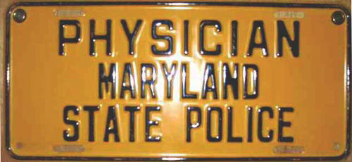 Maryland police license plate