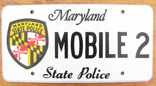 Maryland police license plate